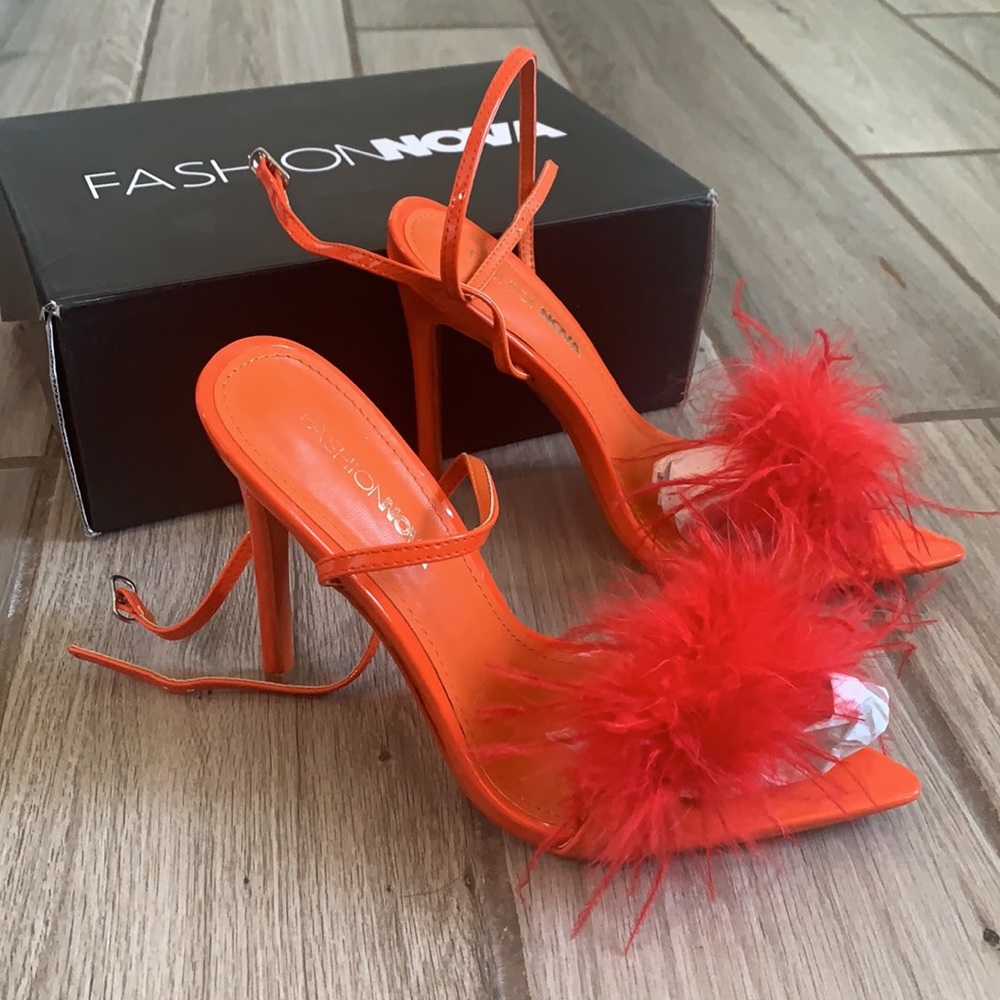 Brand New Fashion Nova Orange Sexy Strap Heels - Picture 2 of 10